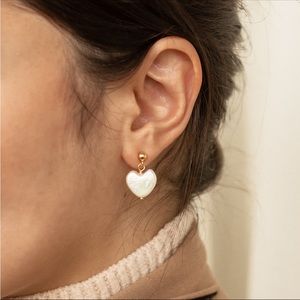 Caitlyn Minimalist gold plated pearl drop heart earrings